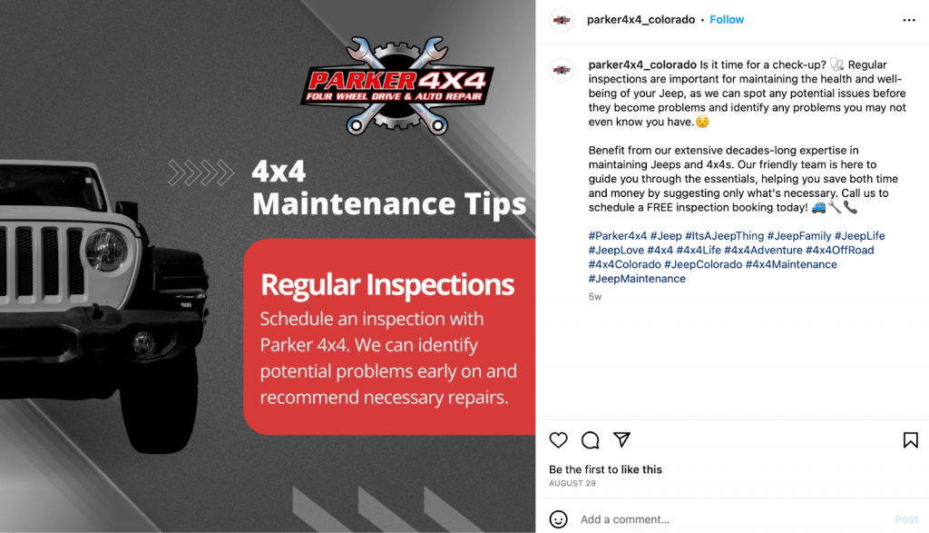 Parker 4x4 (@parker4x4_colorado) shares helpful content that explains the benefits of their Jeep repair and maintenance services.