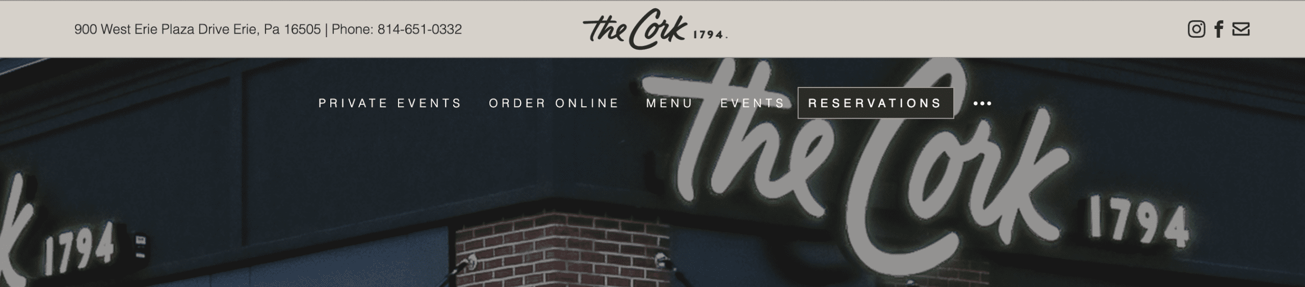 Restaurant website calls to action