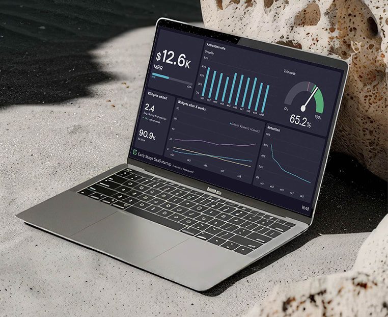 image of a laptop displaying website performance results